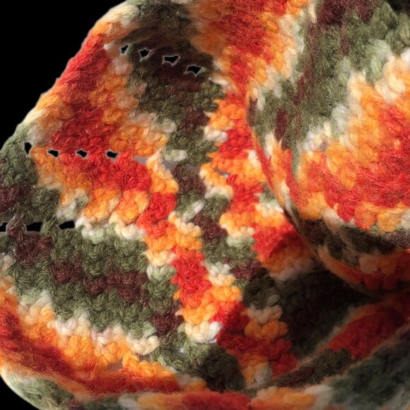 Handmade Crochet Beanie Multicolor Knit Slouchy Winter Hat - Picture 3 of 3